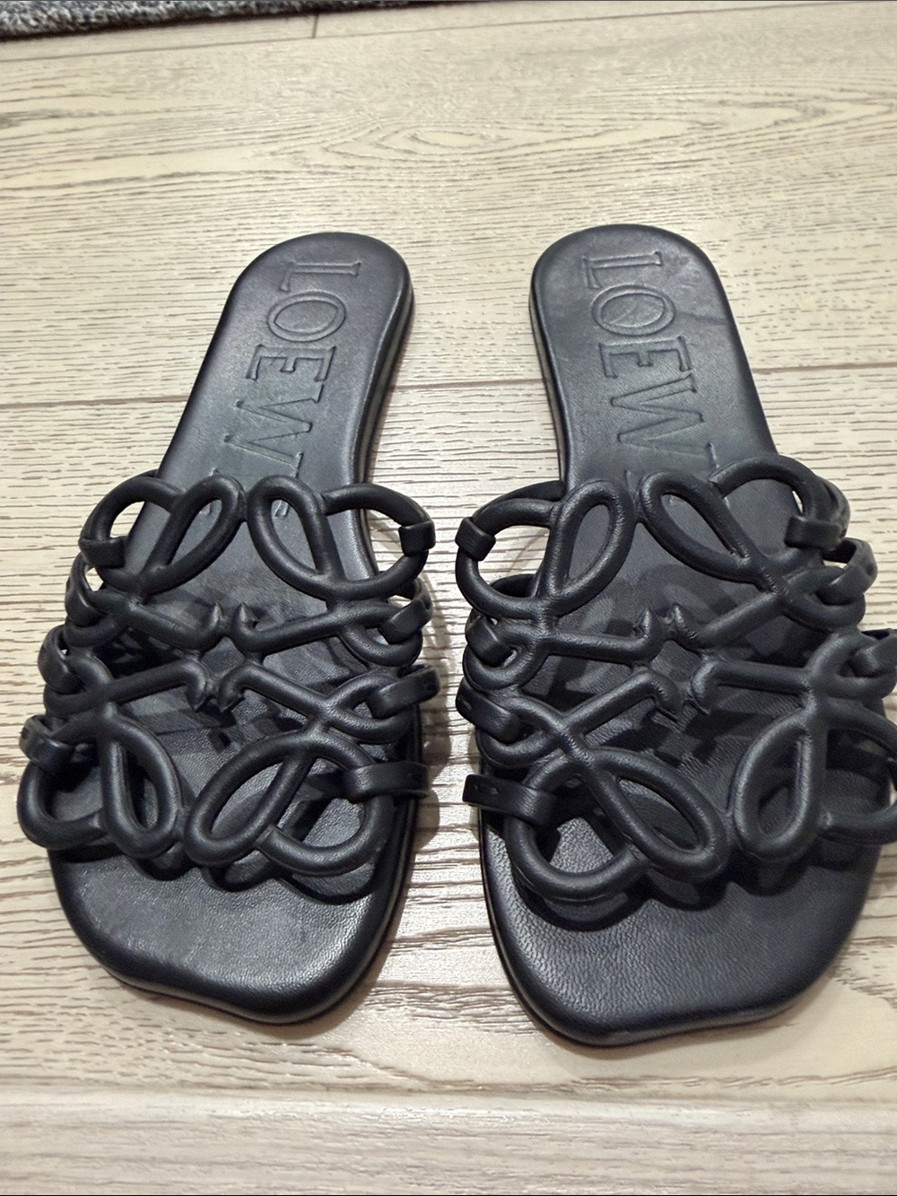 Loewe Black Knotted Puzzle Slide Sandals